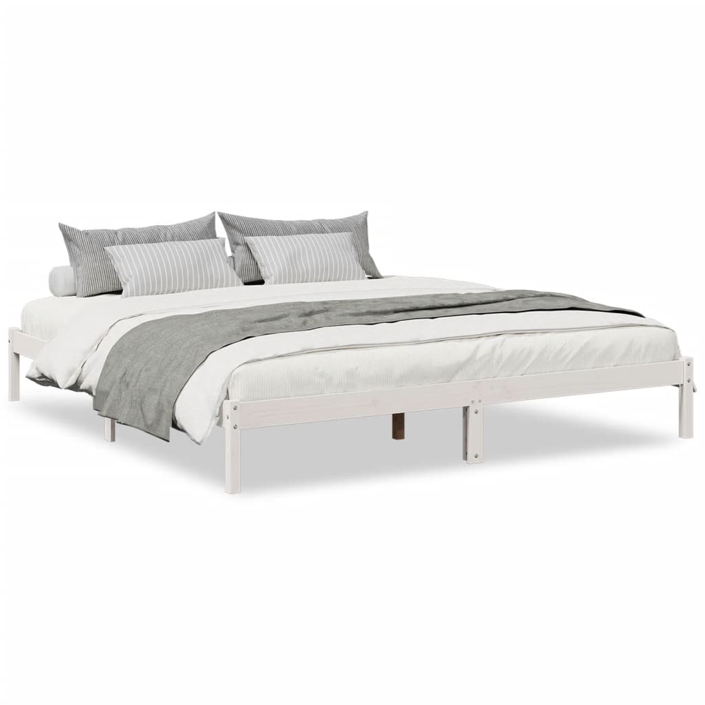 Solid Wood Bed Extra Long without Mattress White 200x210 Pinewood