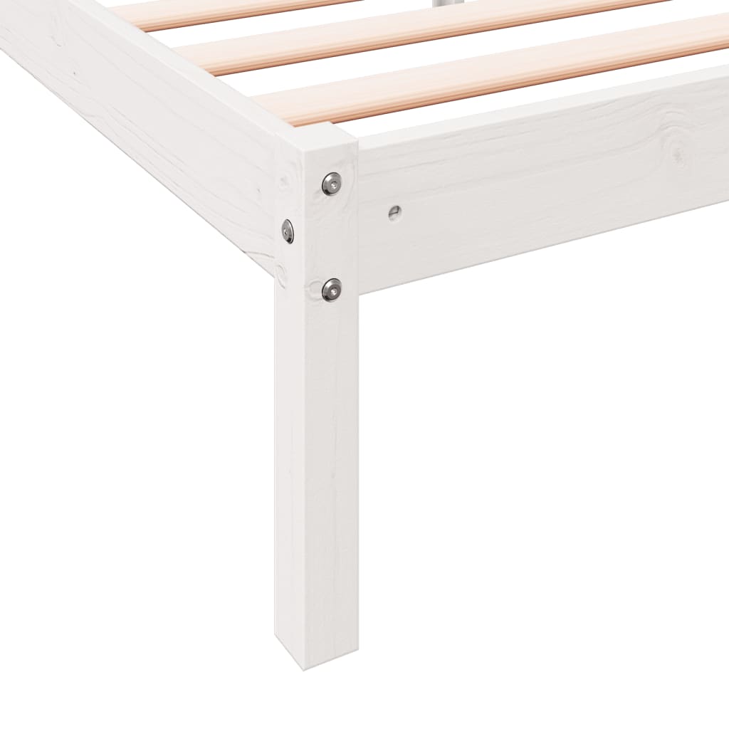 Solid Wood Bed Extra Long without Mattress White 200x210 Pinewood