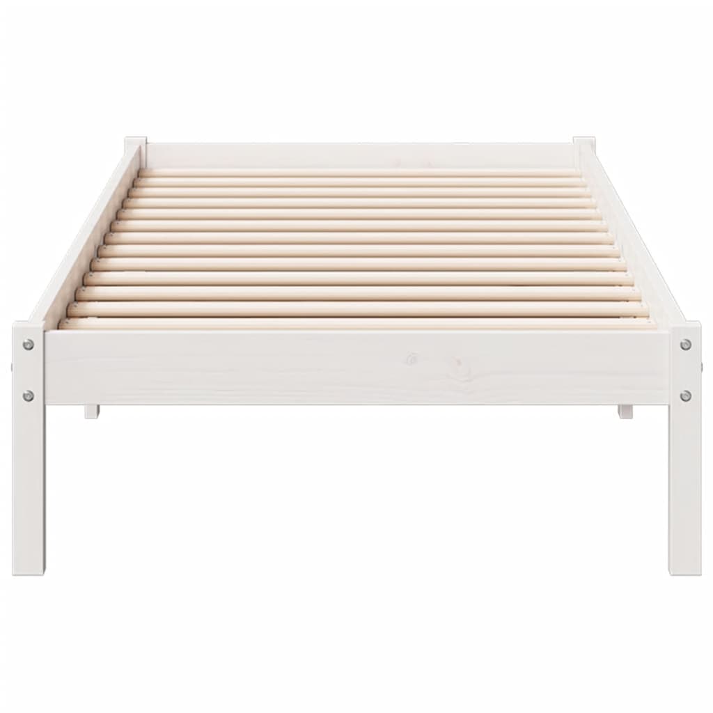 Solid Wood Bed Extra Long without Mattress White 80x220 Pinewood