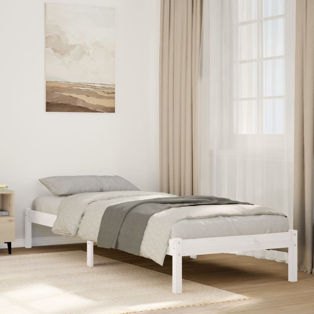 Solid Wood Bed Extra Long without Mattress White 80x220 Pinewood