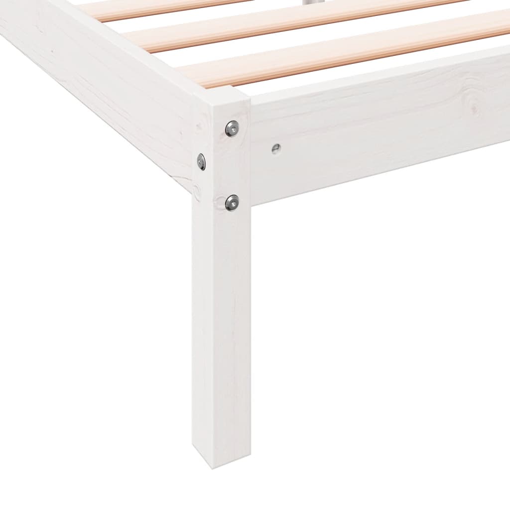 Solid Wood Bed Extra Long without Mattress White 90x220 Pinewood