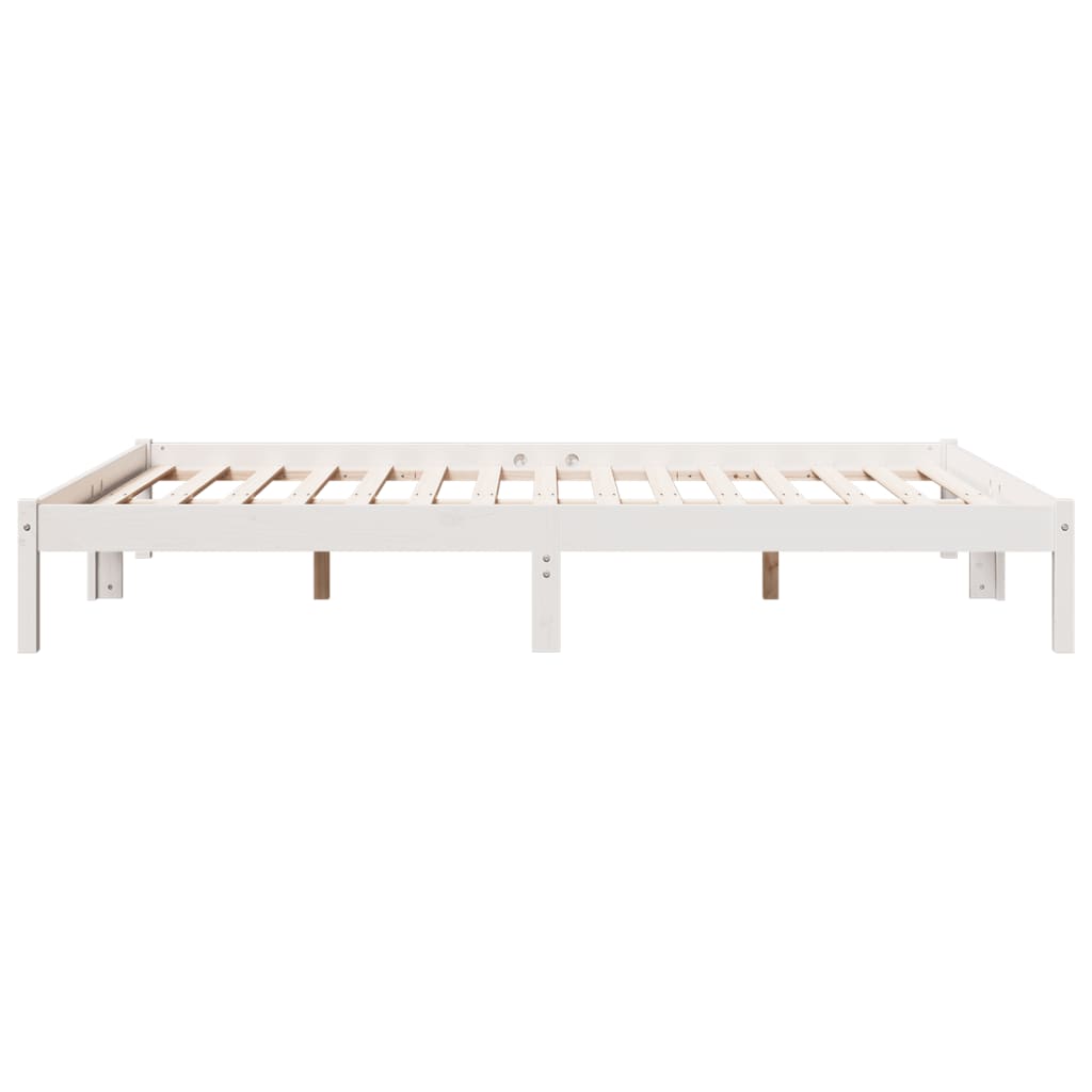 Solid Wood Bed Extra Long without Mattress White 140x220 Pinewood