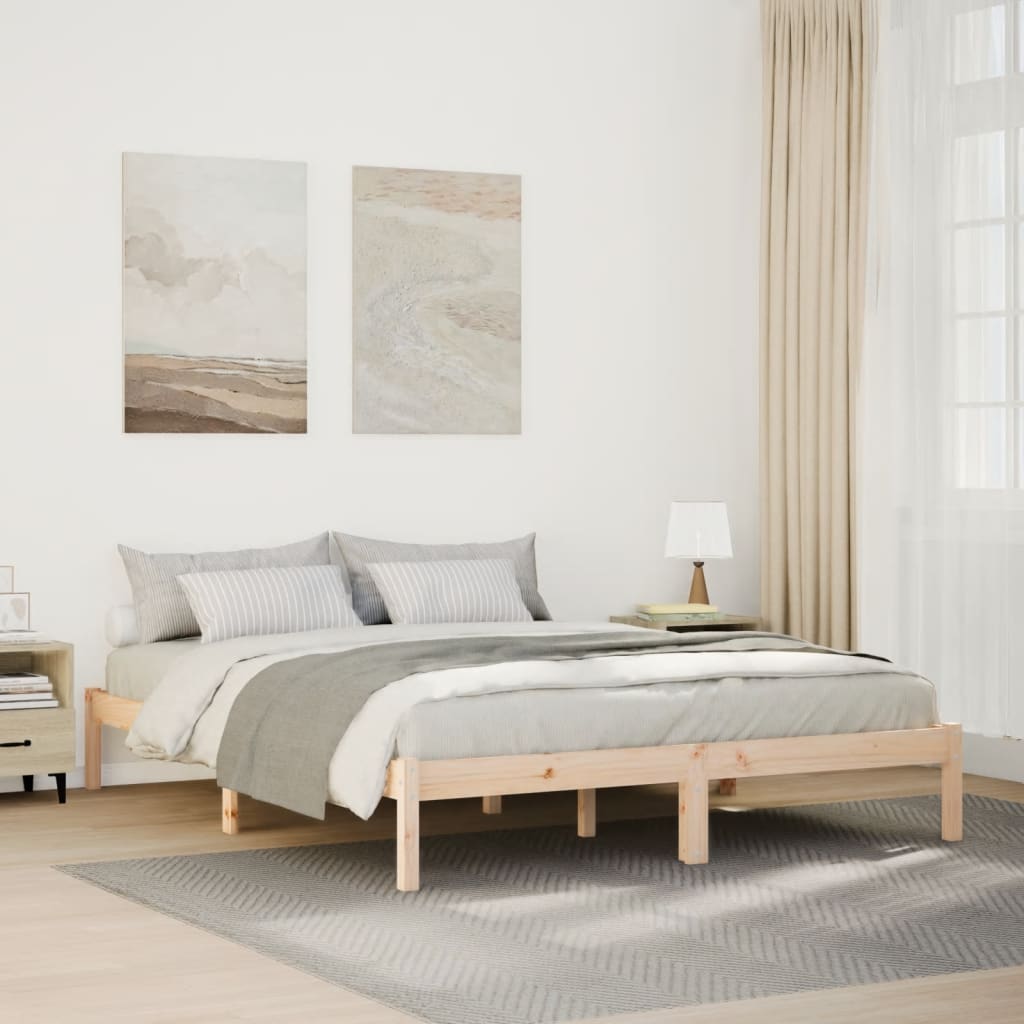 Solid wood bed extra long without mattress 160x220 pinewood