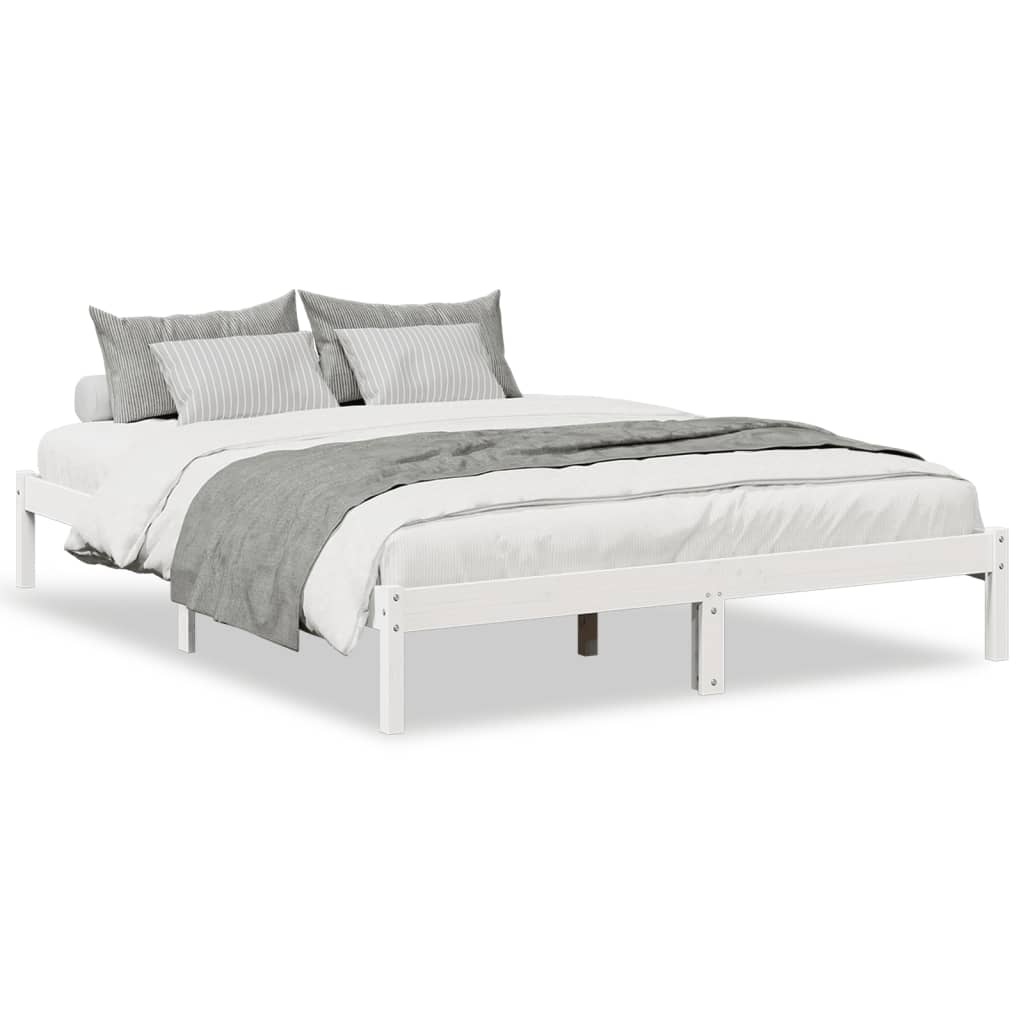 Solid Wood Bed Extra Long without Mattress White 160x220 Pinewood