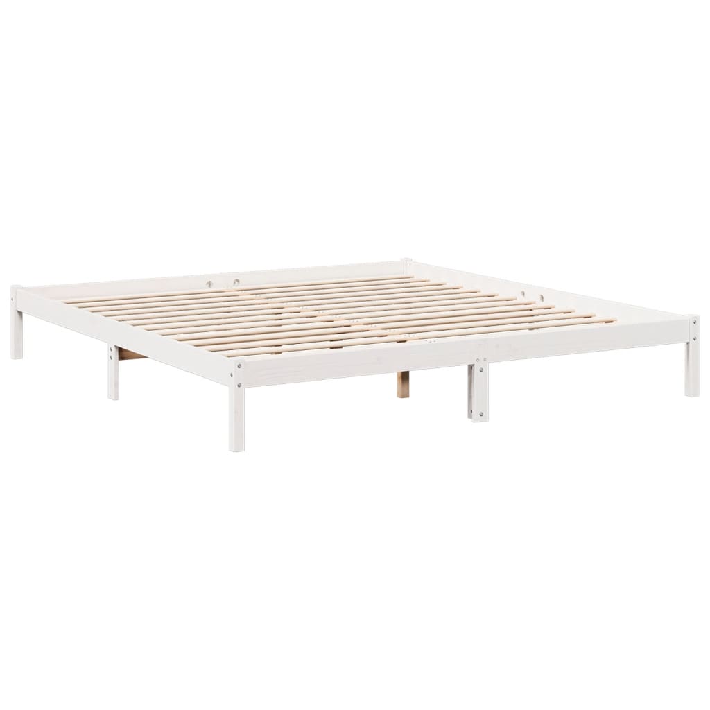 Solid Wood Bed Extra Long without Mattress White 180x220 Pinewood