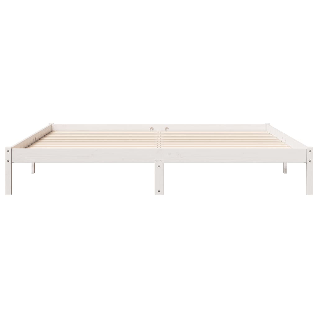 Solid Wood Bed Extra Long without Mattress White 180x220 Pinewood