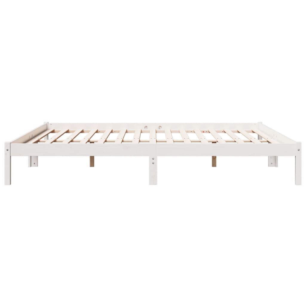 Solid Wood Bed Extra Long without Mattress White 180x220 Pinewood