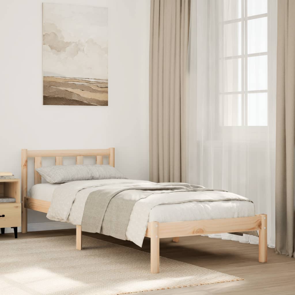 Solid wood bed extra long without mattress 80x210 cm pinewood