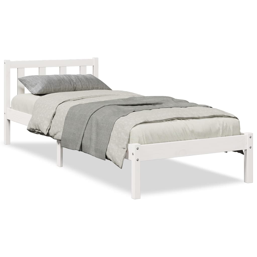 Solid Wood Bed Extra Long without Mattress White 80x210 Pinewood