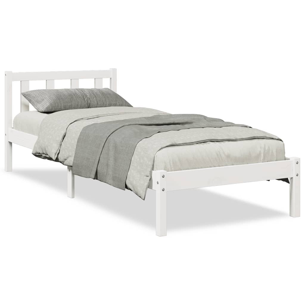 Solid Wood Bed Extra Long without Mattress White 90x210 Pinewood