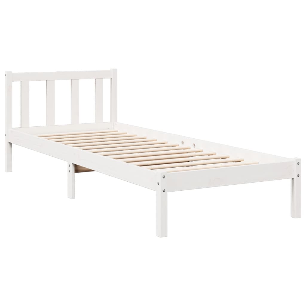 Solid Wood Bed Extra Long without Mattress White 90x210 Pinewood