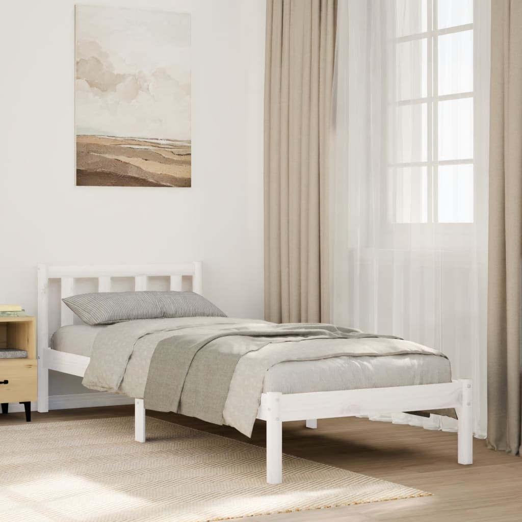 Solid Wood Bed Extra Long without Mattress White 90x210 Pinewood