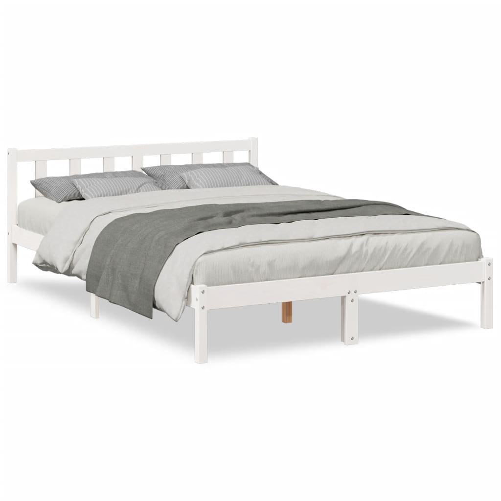 Solid Wood Bed Extra Long without Mattress White 140x210 Pinewood