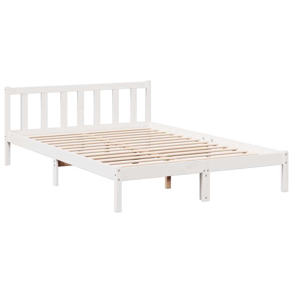 Solid Wood Bed Extra Long without Mattress White 140x210 Pinewood