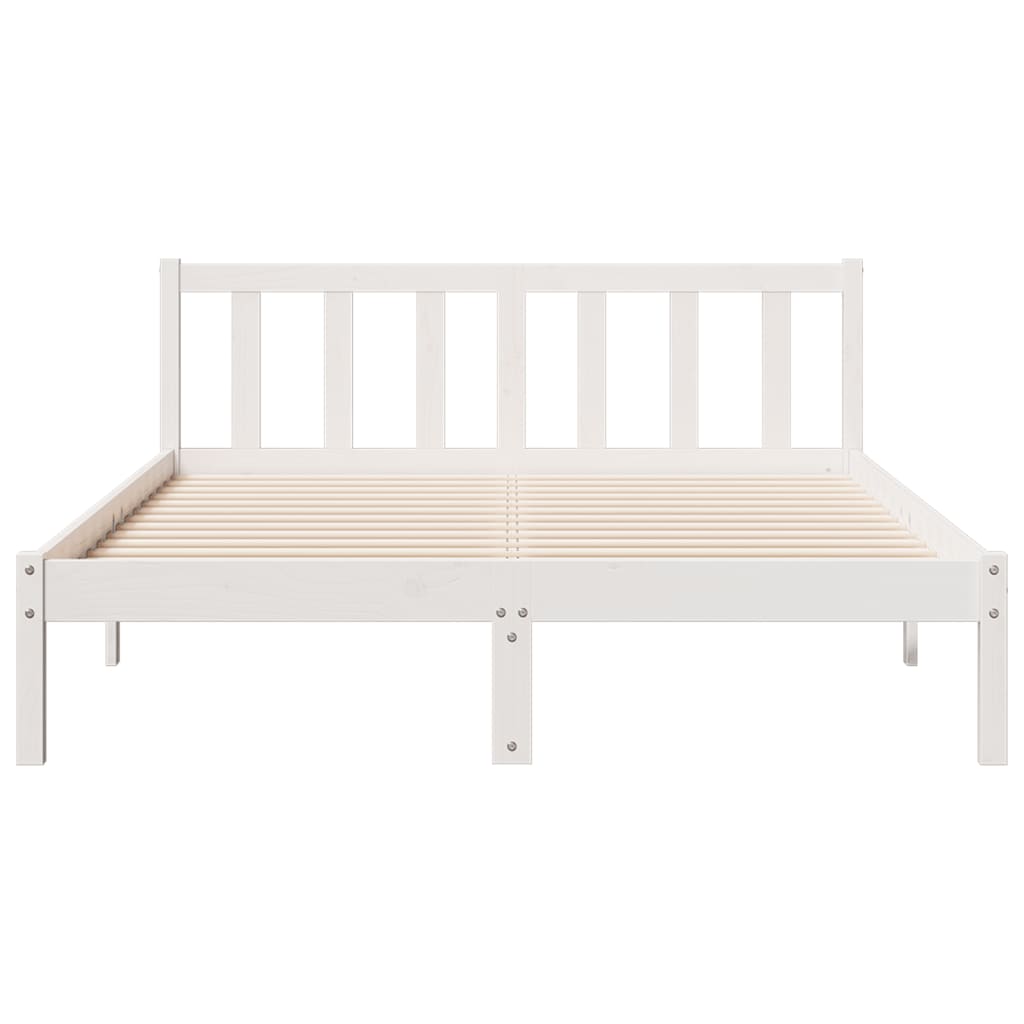 Solid Wood Bed Extra Long without Mattress White 140x210 Pinewood