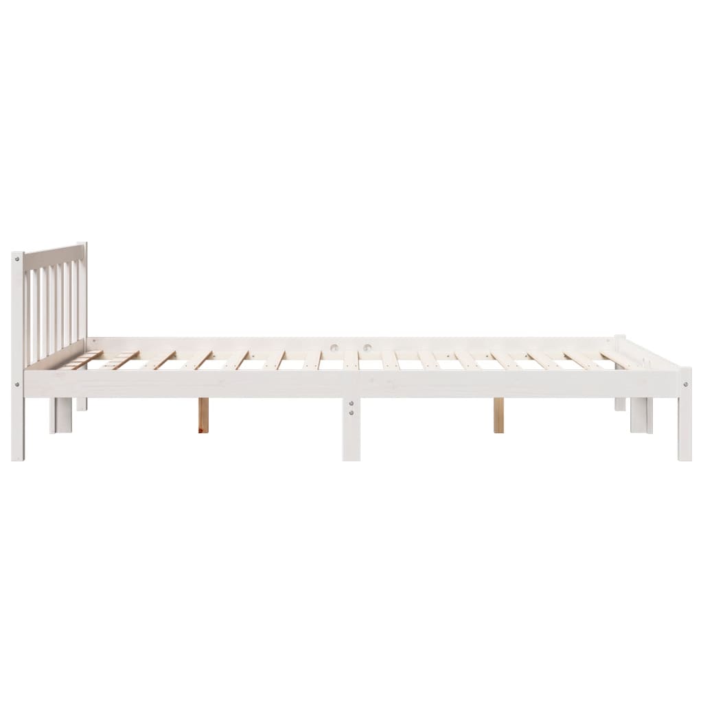 Solid Wood Bed Extra Long without Mattress White 140x210 Pinewood