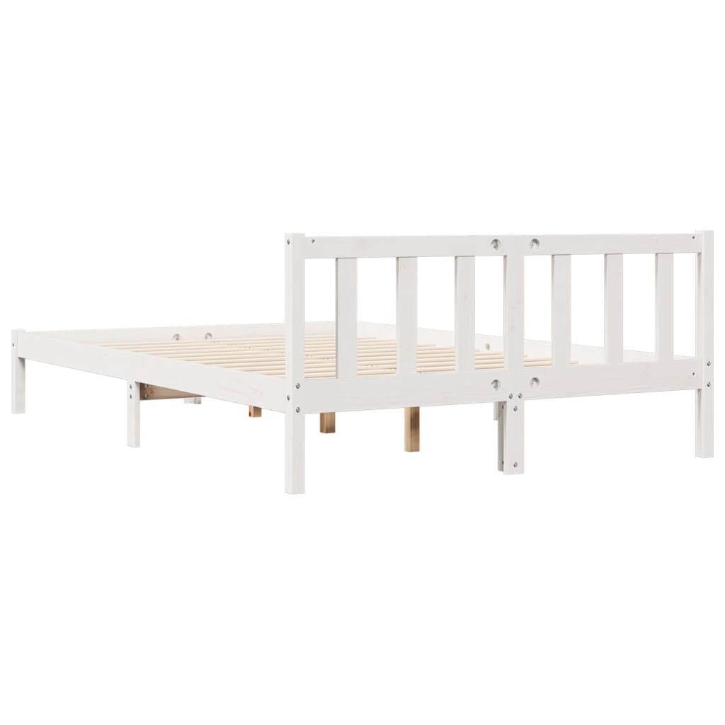 Solid Wood Bed Extra Long without Mattress White 140x210 Pinewood