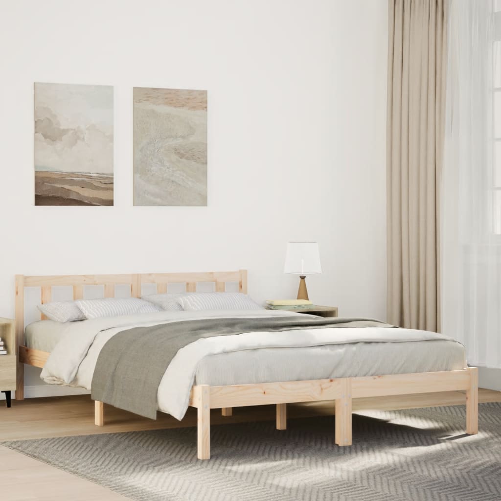 Solid wood bed extra long without mattress 160x210 pinewood