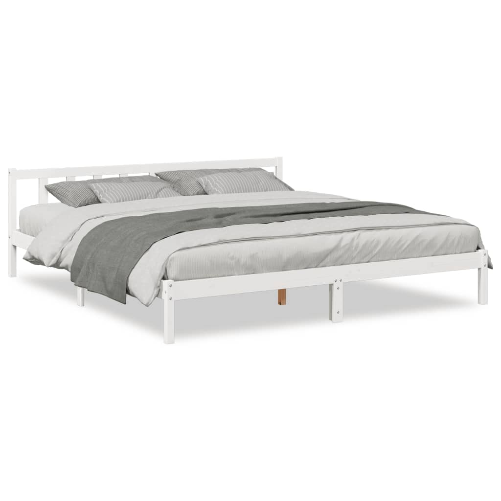 Solid Wood Bed Extra Long without Mattress White 180x210 Pinewood