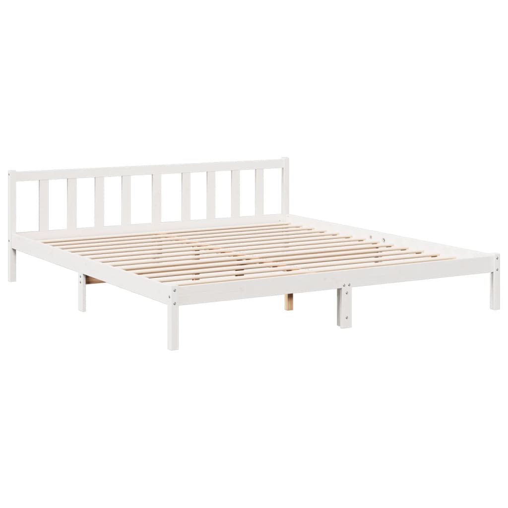 Solid Wood Bed Extra Long without Mattress White 180x210 Pinewood