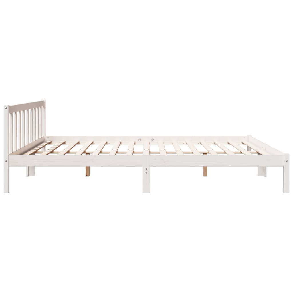 Solid Wood Bed Extra Long without Mattress White 180x210 Pinewood