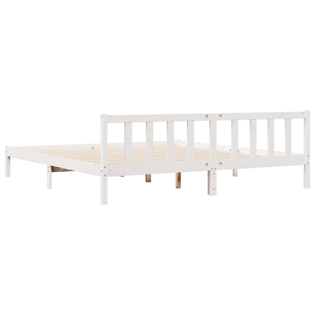 Solid Wood Bed Extra Long without Mattress White 180x210 Pinewood