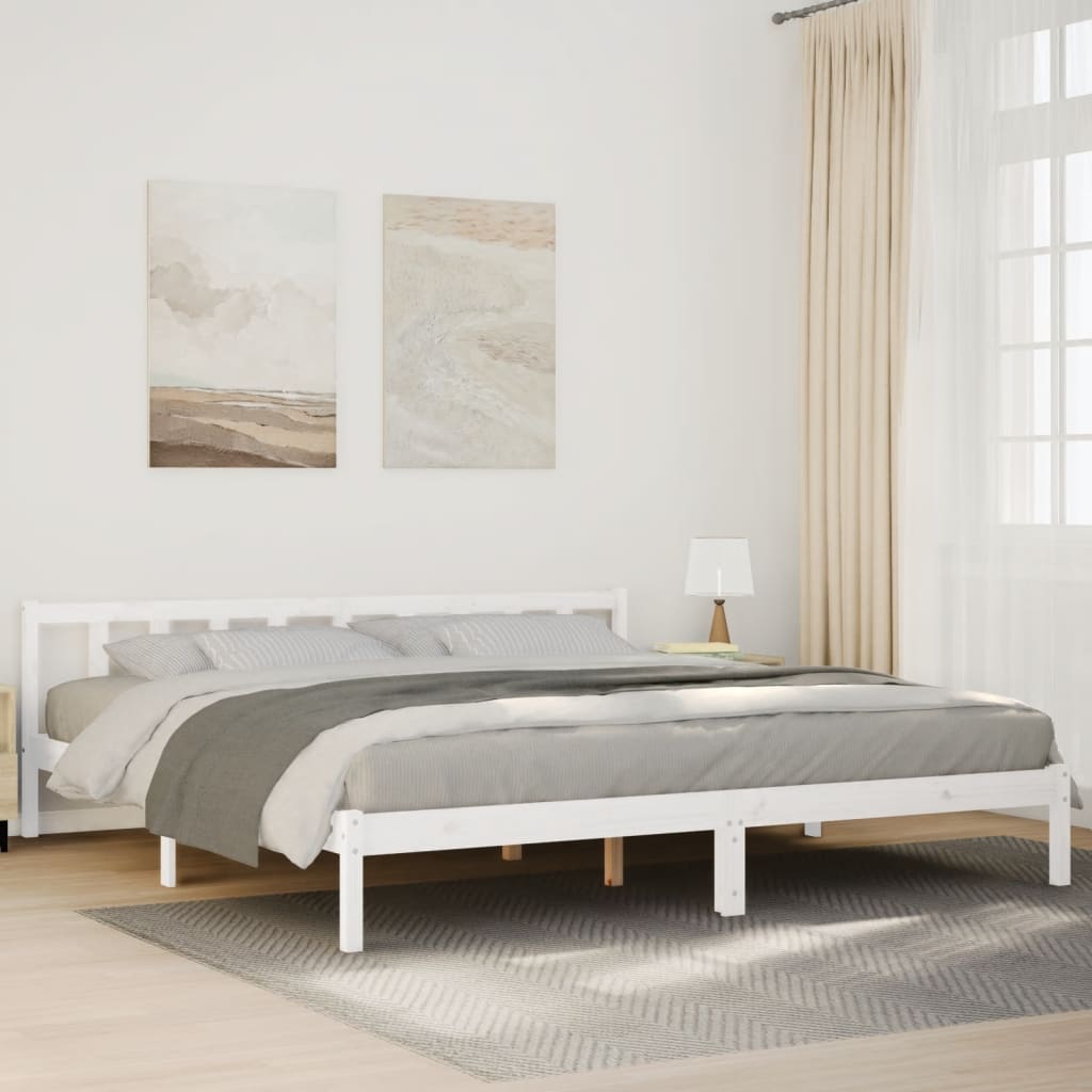 Solid Wood Bed Extra Long without Mattress White 180x210 Pinewood