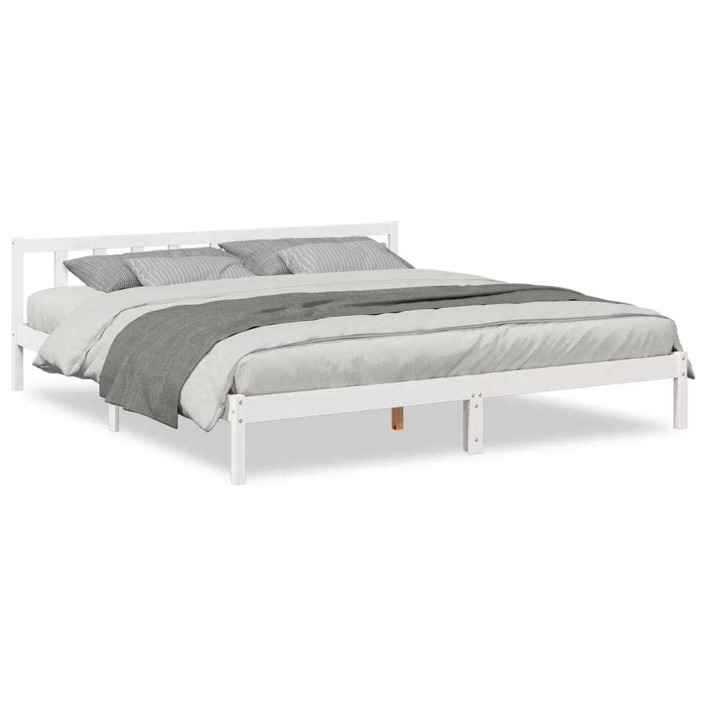 Solid Wood Bed Extra Long without Mattress White 200x210 Pinewood