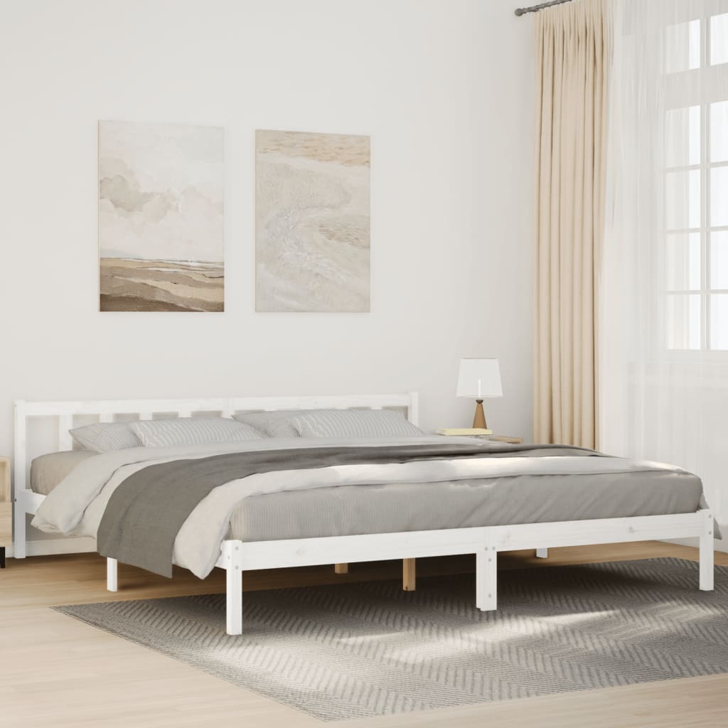 Solid Wood Bed Extra Long without Mattress White 200x210 Pinewood