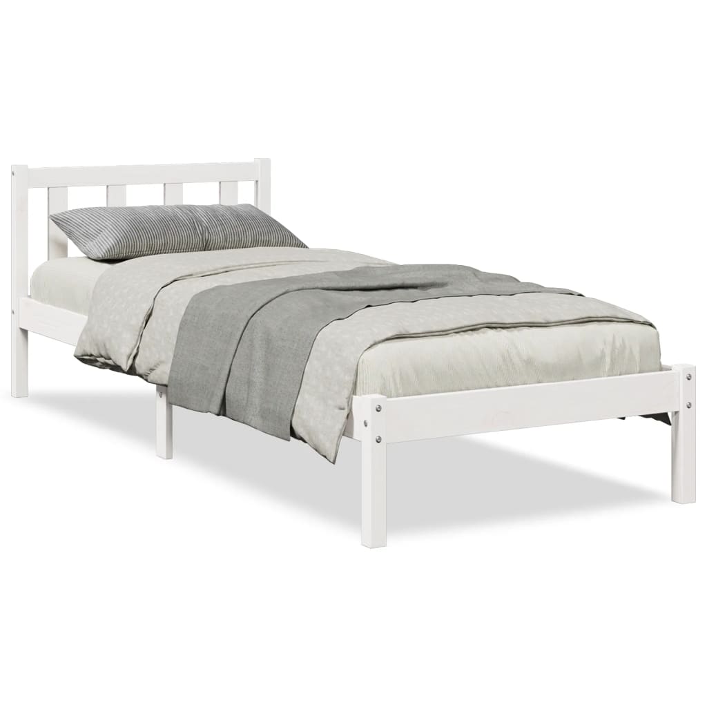 Solid Wood Bed Extra Long without Mattress White 80x220 Pinewood