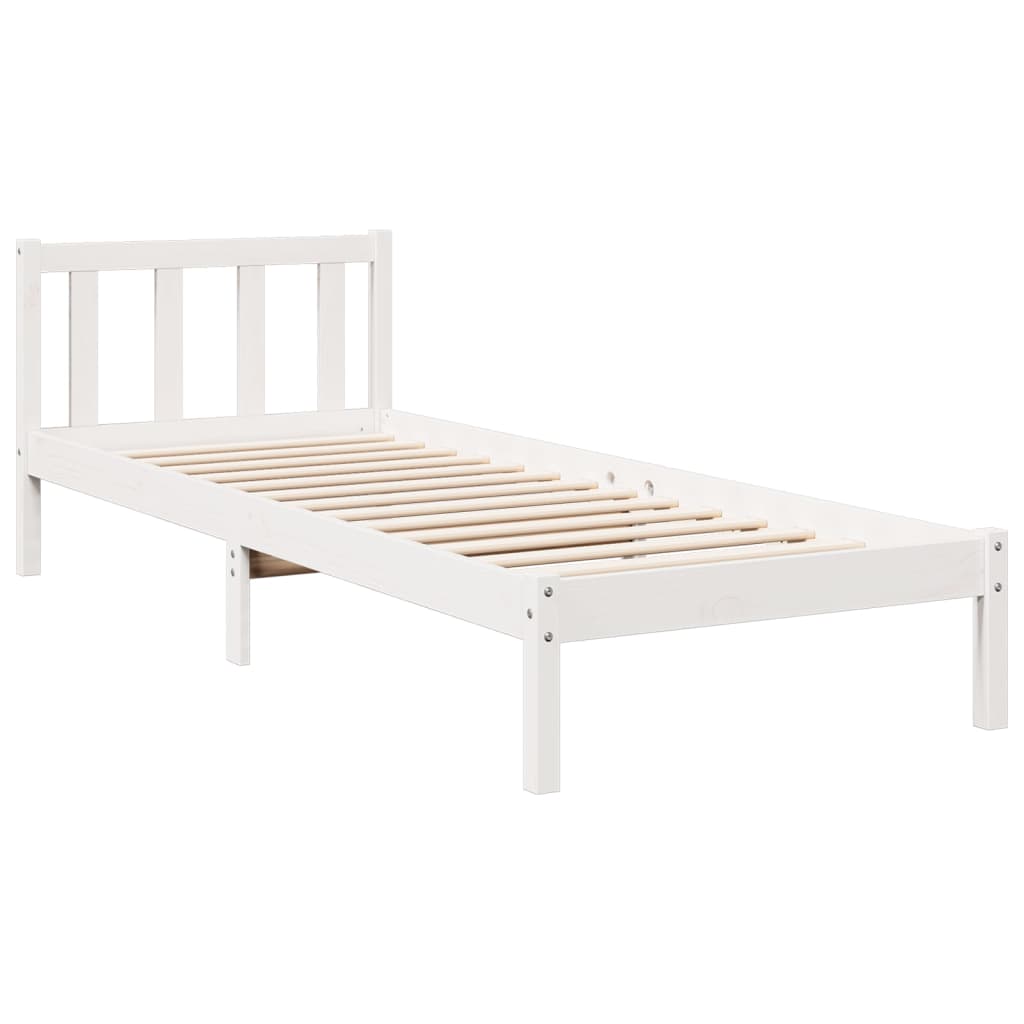 Solid Wood Bed Extra Long without Mattress White 80x220 Pinewood