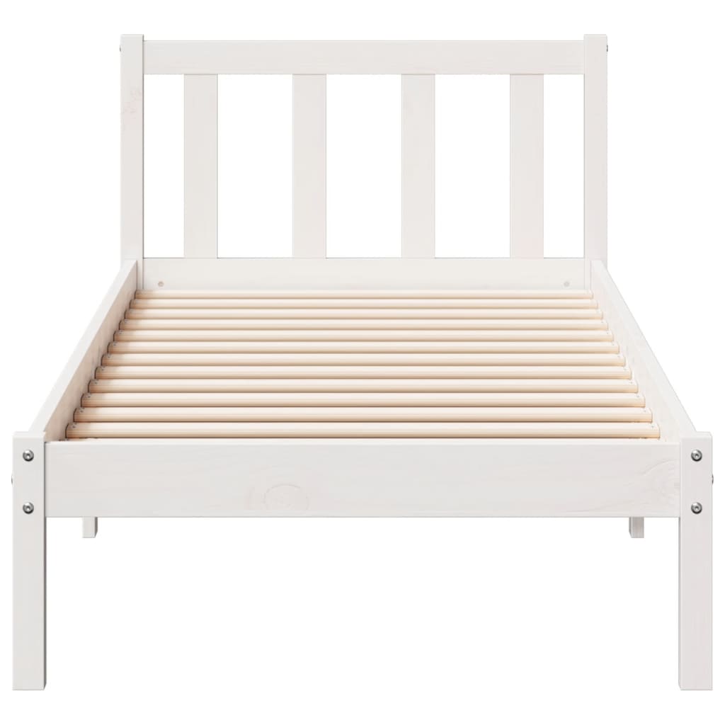 Solid Wood Bed Extra Long without Mattress White 80x220 Pinewood