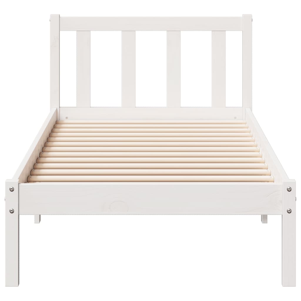 Solid Wood Bed Extra Long without Mattress White 90x220 Pinewood