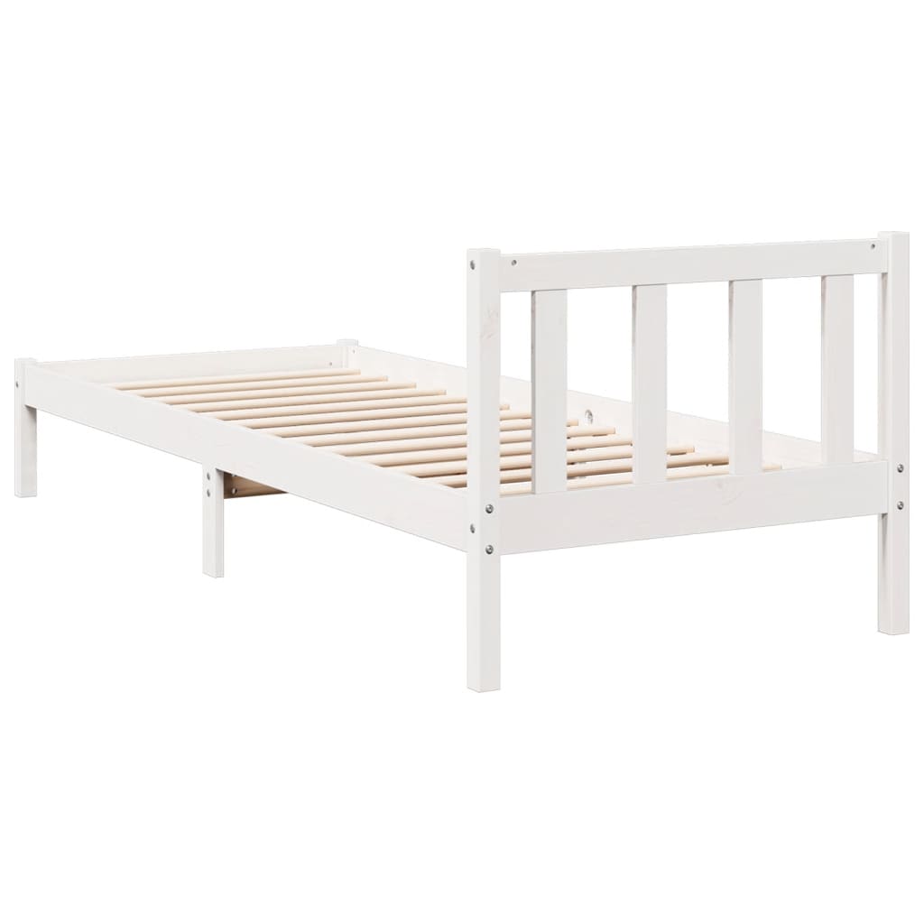 Solid Wood Bed Extra Long without Mattress White 90x220 Pinewood