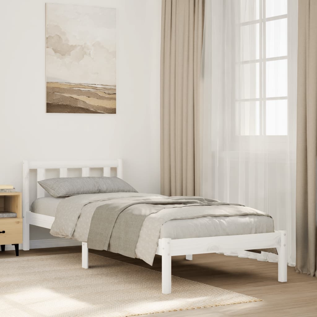 Solid Wood Bed Extra Long without Mattress White 90x220 Pinewood