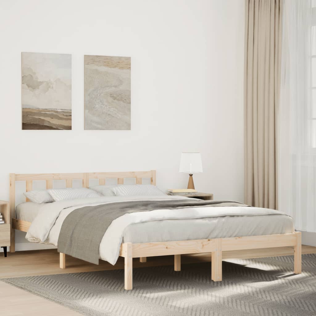 Solid wood bed extra long without mattress 140x220 pinewood