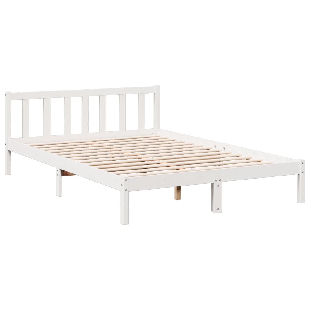 Solid Wood Bed Extra Long without Mattress White 140x220 Pinewood