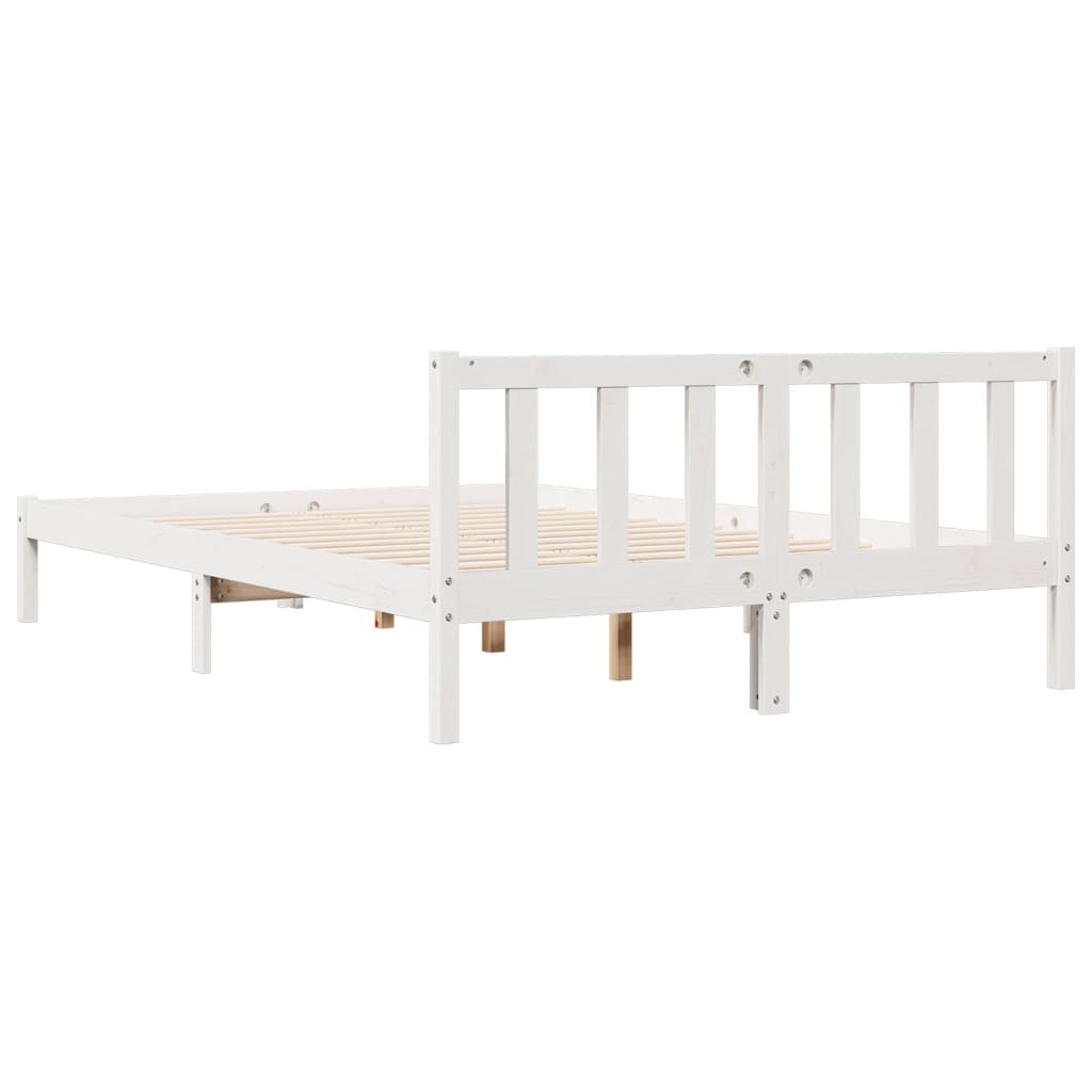 Solid Wood Bed Extra Long without Mattress White 140x220 Pinewood