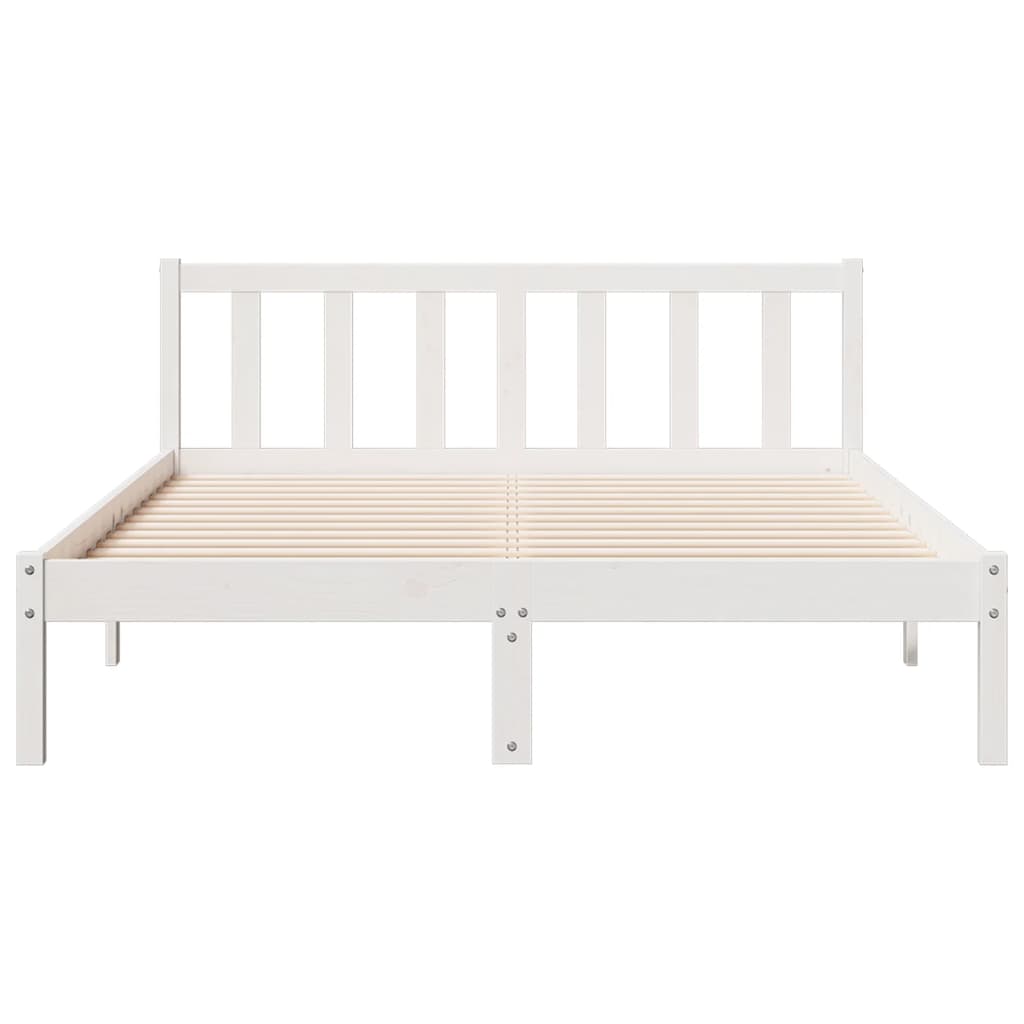 Solid Wood Bed Extra Long without Mattress White 160x220 Pinewood