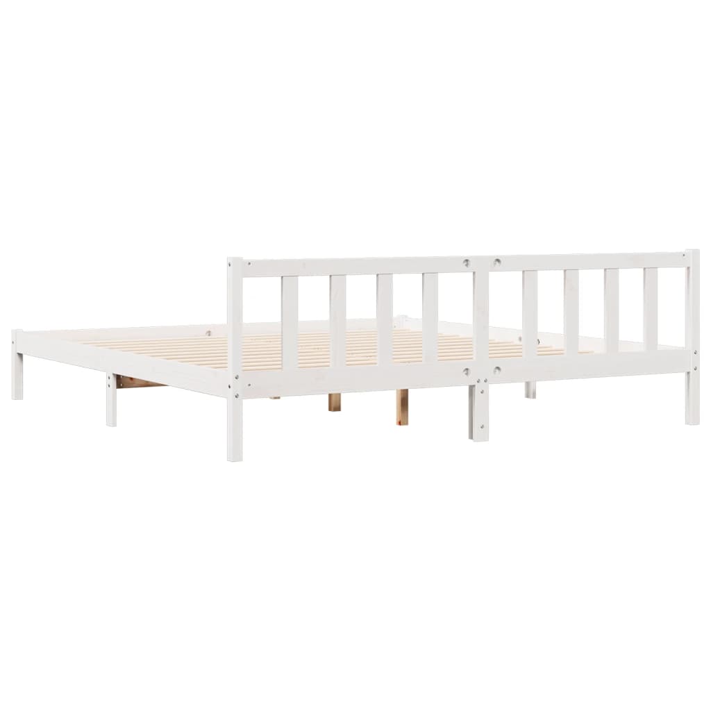 Solid Wood Bed Extra Long without Mattress White 180x220 Pinewood