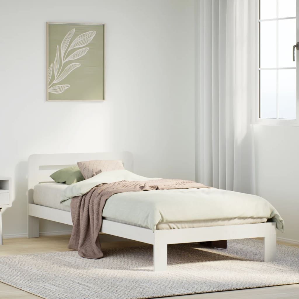 Solid wood bed without mattress white 90x200 cm pinewood