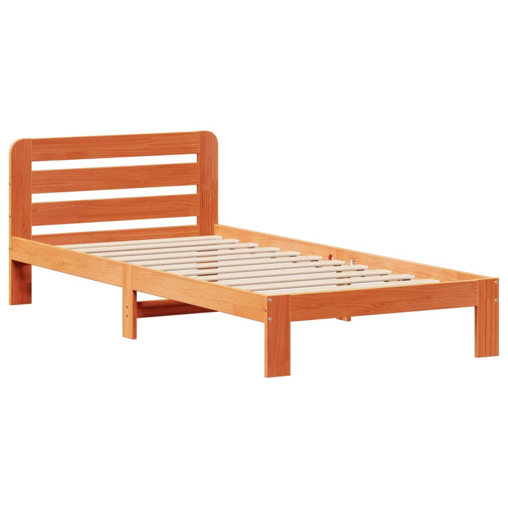 Solid wood bed without mattress wax brown 90x200 pinewood