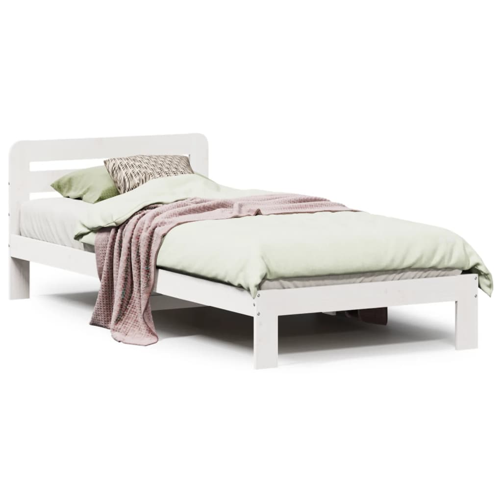 Solid wood bed without mattress white 100x200 cm pinewood