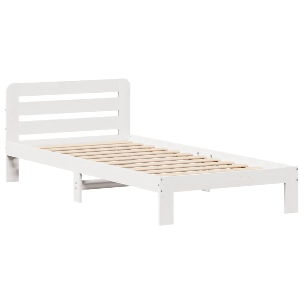 Solid wood bed without mattress white 100x200 cm pinewood