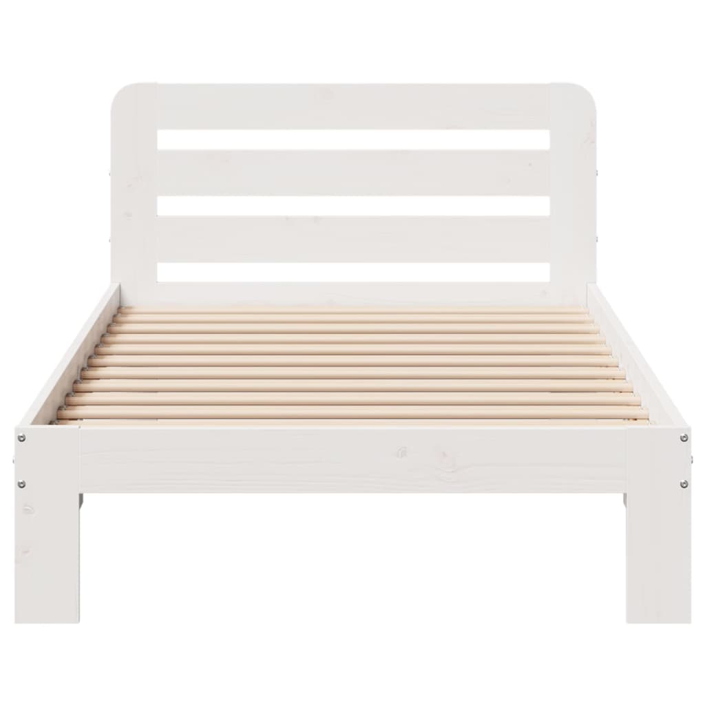 Solid wood bed without mattress white 100x200 cm pinewood