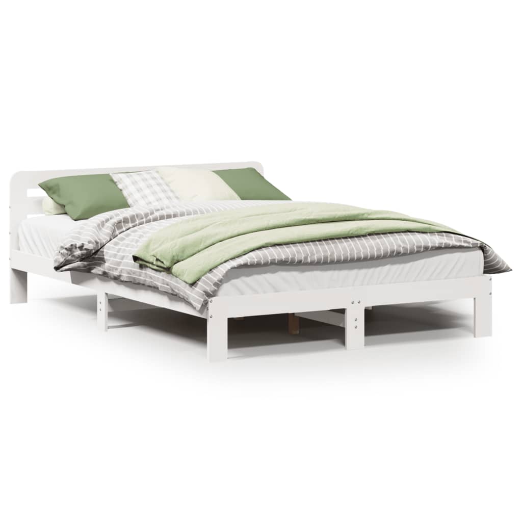 Solid wood bed without mattress white 120x200 cm pinewood