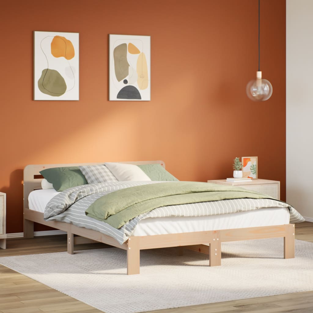 Solid wood bed without mattress 140x200 cm pinewood