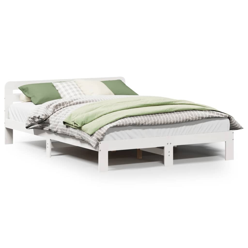 Solid wood bed without mattress white 140x200 cm pinewood