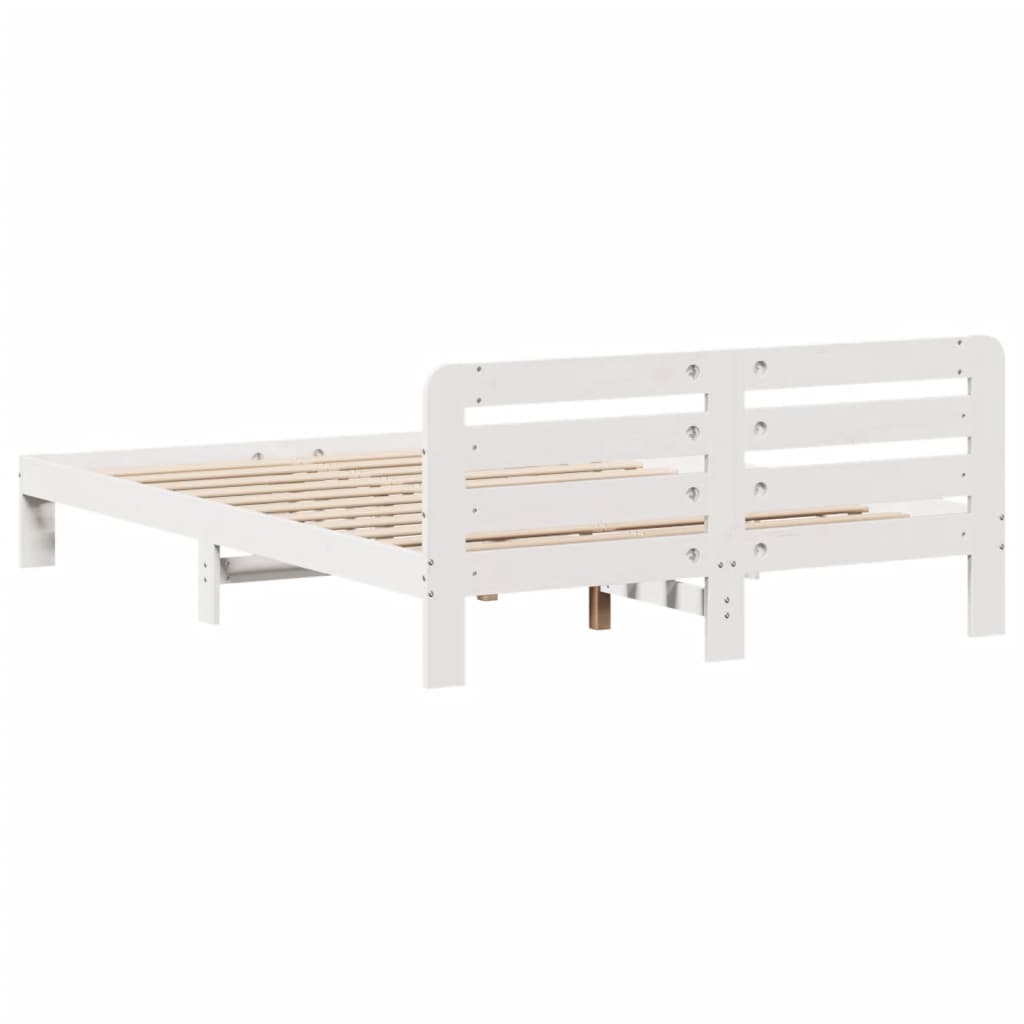 Solid wood bed without mattress white 140x200 cm pinewood