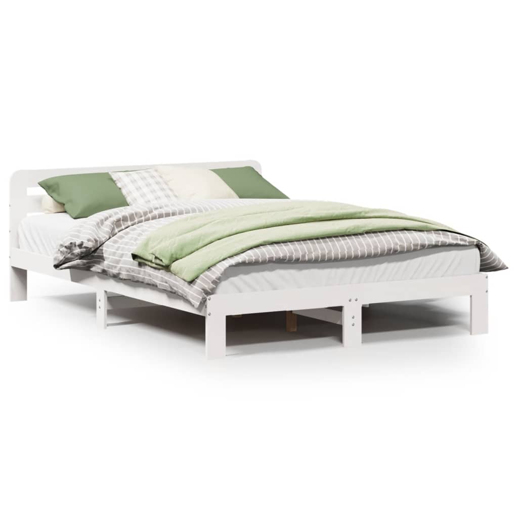 Solid wood bed without mattress white 150x200 cm pinewood